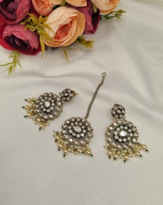 Conjunto de collar nupcial de lujo con piedras Kundan sin tallar, pendientes, Maang Tikka, borlas de perlas, Dori ajustable, joyería de boda al por mayor - Product Image 6