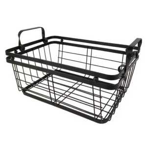 Panier de rangement en fil métallique noir empilable, bac organisateur en maille de fer pour cuisine, garde-manger, armoire, bureau, plateau de rangement pour fournitures de bureau - Product Image 4
