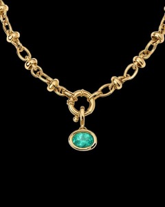 <b>Gold</b> <b>Pendant</b> Necklace with Green Stone and Bezel Setting Women's Engagement Gift 18K <b>Solid</b> <b>Gold</b> Charm Necklace - Product Image 2