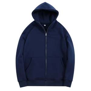 Heavyweight <b>Navy</b> Blue Full Zip Hoodie 450gsm Heavyweight Knitted Hooded with 100% Cotton Hoodies for <b>Men</b> - Product Image 1