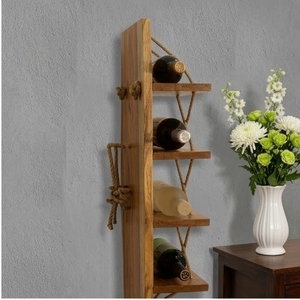 Estante para Vino Geométrico de Madera, Diseño Rústico, Capacidad para 5 Botellas, Almacenamiento de Escritorio - Product Image 5