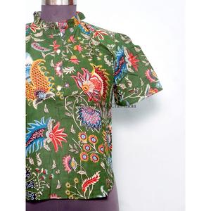 Blusas de Cuello Alto con Estampado Floral Estilo Coreano Vintage - Prendas Cómodas y Elegantes para el Día a Día para Mujer, 100% Algodón, Ecológicas, Venta al Por Mayor - Product Image 3