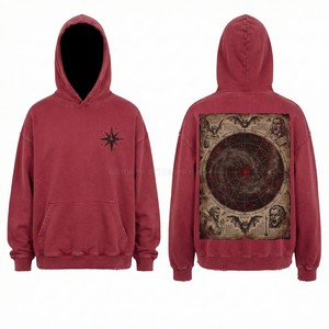 Custom Black Vintage Wash Hoodie <b>Men</b> Heavyweight Distressed Streetwear <b>Pullover</b> High Quality Fleece Hoody Manufacturing Supply - Product Image 4