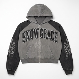 Sweat-shirt à capuche zippé pour homme Snowgrace, manches raglan, polaire, décontracté, pour l'hiver, avec poche imprimée sur le devant, coupe classique - Product Image 1