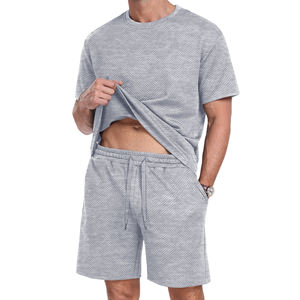 Ensemble de pyjama pour homme en polyester 100% confortable pour l'été, vêtements de rue respirants à séchage rapide, de haute qualité, personnalisés, 2 pièces - Product Image 3