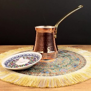 <b>Turkish</b> Coffee Brewing <b>Pot</b> Engraved Cezve With Wooden Grip - Product Image 1