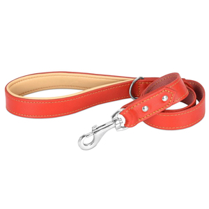 Genuine Leather Dog <b>Leash</b> Padded Handle 360° Rotating Metal Clasp Heavy Duty <b>Pet</b> Walking Lead Multi-Color OEM Wholesale - Product Image 4