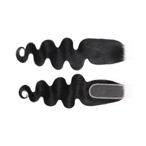 Cabello Humano Remy Indio con Ondas Suaves y Ondas Profundas, 16 Pulgadas, Negro, Cierre de Encaje 4x4, 150% de Densidad - Product Image 2