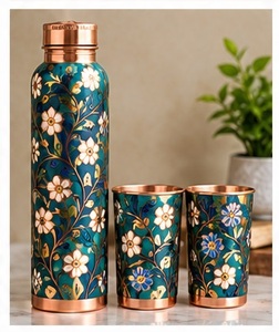 Juego de Botellas de Agua de Cobre Vintage con Tapa y 2 Tazas con Grabado de Elefantes, Vajilla Ecológica - Product Image 5