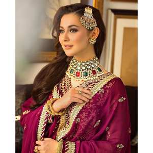 ชุดเดรส Anarkali ดีไซน์ LC สำหรับชาวอินเดียและปากีสถาน พร้อมผ้าคลุมไหล่สีไวน์ ฟรีไซส์ เหมาะสำหรับงานปาร์ตี้ - Product Image 2