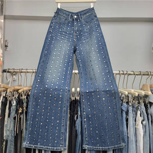 Pantalon en jean unisexe coupe skinny respirant taille haute vintage décontracté uni écologique jambe droite bleu noir délavé vente en gros - Product Image 1