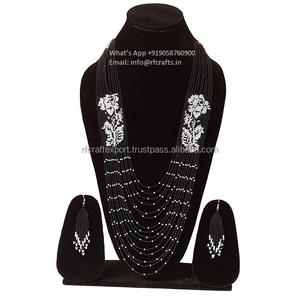 Ethnic Ukrainian Layered Glass Bead Jewelry Set with <b>Matching</b> Tribal Earrings - Product Image 1