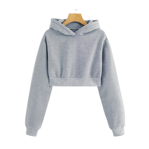 เสื้อฮู้ดครอปผู้หญิงขายดี พิมพ์โลโก้ได้ตามต้องการ ผ้าฝ้าย ไซส์ใหญ่ รับผลิตแบบ OEM - Product Image 2