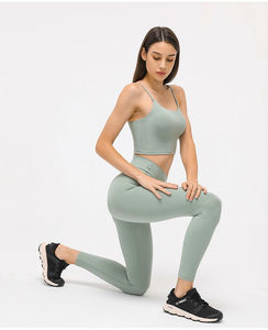 Ensemble de vêtements de sport pour femmes, haut de sport et leggings taille haute, couleur unie, pour yoga, gym, entraînement, ensemble 2 pièces - Product Image 5