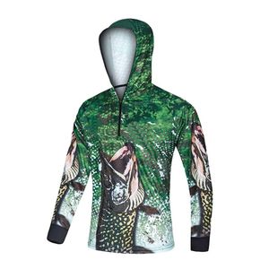 Sudadera con capucha de pesca para hombre con estampado de olas oceánicas, sublimación UPF 50, jersey anti-UV de manga larga para actividades al aire libre. - Product Image 2