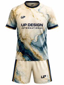 ชุดเสื้อและกางเกงฟุตบอลลายหินอ่อนแบบกำหนดเอง ผ้าโพลีเอสเตอร์ระบายอากาศได้ดี ชุดยูนิฟอร์มทีมฟุตบอลแบบซับลิเมชั่น ชุดกีฬา - Product Image 1