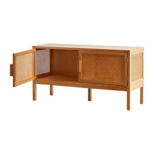 Elegante Mueble de Ratán Moderno con Puertas Estilosas, Mueble de Almacenamiento Versátil para Sala de Estar con Amplios Compartimentos Interiores - Product Image 4