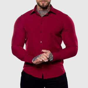 Men's Shirt Full-Sleeved Solid Plain Cotton Casual Formal <b>Stand</b>-Free Size Anti-Wrinkle for Home Use - Product Image 1