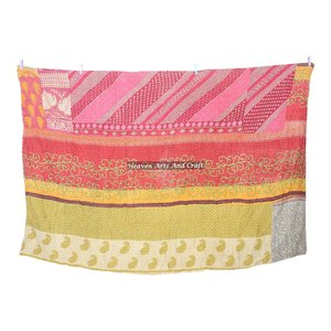 <b>Quilts</b> Online Shop Indian Reversible Hand Stitched Heavy <b>Throw</b> Old Sari Blanket Patch Work Heavy 3 To 5 Layers Kantha <b>Quilt</b> - Product Image 4
