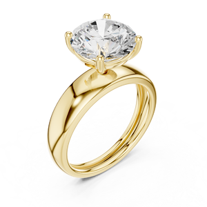 Anillo de Compromiso Clásico Solitario con Diamante Cultivado en Laboratorio en Oro Amarillo, Corte Moderno, Anillo de Promesa Minimalista para Boda, Unisex - Product Image 1