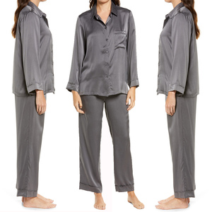 Conjunto de Pijamas de Seda para Mujer al por Mayor, Personalizable, 100% Algodón, Transpirable, de Secado Rápido, con Opción de Logotipo Frontal - Product Image 5