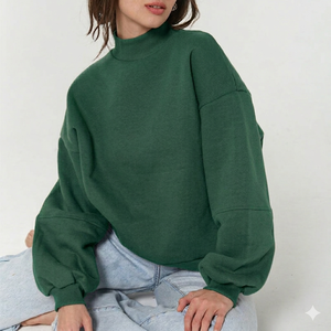 Sweat-shirt à col montant personnalisé pour femme, coupe ample, en coton, doux et chaud, style décontracté pour l'hiver, vêtements de style streetwear - Product Image 1