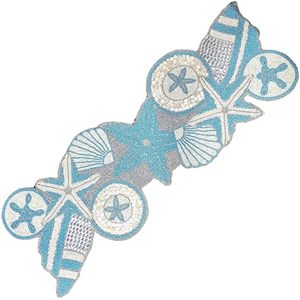 Camino de Mesa Bordado con Motivos Marinos, Decoración Bohemia para el Hogar, Azul y Blanco, Lavable, de Algodón - Product Image 2