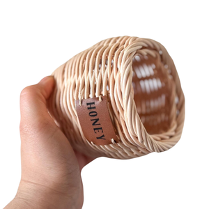 Handmade Rattan <b>Honey</b> Jar with Wooden Dipper Play Kitchen Toy for Kids Decor Organizer Best Selling - Product Image 1