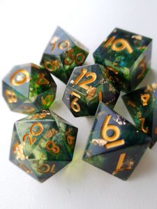 CrystalGrain <b>Gaming</b> Dice Set WoodLuxe Artisan Dice ResinForge Tabletop Dice OakSphere Premium Dice Set TerraGlow Fusion Dice - Product Image 3