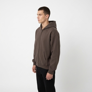 Custom Oversized Zip Up Hoodie <b>Men</b> 100% Cotton Fleece Hooded <b>Sweatshirt</b> Regular Fit Solid Color Autumn Casual Wear - Product Image 4