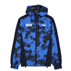 Veste coupe-vent tendance personnalisée à motif camouflage abstrait, légère, en polyester, à capuche, pliable, résistante au vent, pour l'extérieur, production en gros - Product Image 5