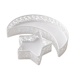 Wholesale White Eid Moon Star <b>Dinner</b> Plate <b>Tray</b> Set Islamic Ramadan Food Serving Platters Mubarak Holiday Decoration Dessert - Product Image 1