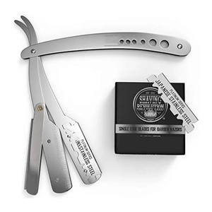 Rasoir professionnel à lame simple en acier inoxydable, pour barbier, droitier, manche long en plastique, non jetable, qualité A+ - Product Image 4