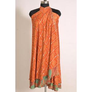 Women's Vintage Printed A-Line Ankle-Length <b>Wrap</b> Skirt Natural Waist Indian Boho Casual Summer Handmade 100% Silk - Product Image 3