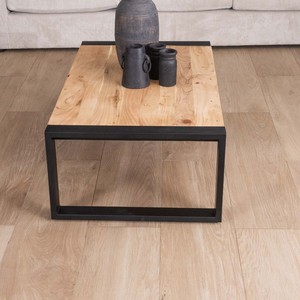 Mesa de centro rectangular de estilo industrial Vandana Silver Form en metal y madera - Product Image 3