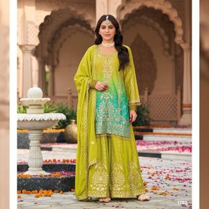 Ensemble Kurta Sharara brodé lourd avec dupatta en georgette, Salwar Kameez 3 pièces pour mariage et fête, fabriqué par Royal Export pour femmes - Product Image 4