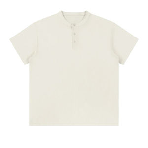 Camiseta Henley Casual de Verano de Alta Calidad, Lisa, de Algodón para Hombre, con Botones 1/4, Tejida, a la Moda, Casual, Estilo Universitario - Product Image 1