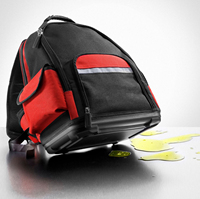 Sac à dos robuste en toile pour outils avec fermeture éclair, compartiment rembourré pour ordinateur portable, grande capacité, organisateur multi-poches pour techniciens