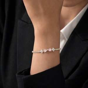 S925 Gold Color Tennis Bracelet Heart Cut Moissanite Freshwater Pearl Bow <b>Charm</b> Chain Link Bracelet for Gift Jewelry - Product Image 2