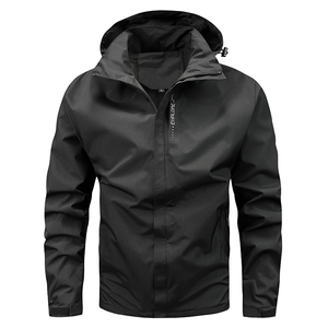 Chaqueta de lujo para hombre estilo safari con capucha y cremallera, impermeable, lavada, teñida, cortavientos, de diseñador, para primavera, al por mayor - Product Image 2