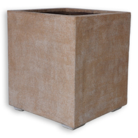 Jardinière carrée Calais 47 en pierre de grès marron Fiberstone 47x47x47cm, taille moyenne, pour intérieur et extérieur, résistante aux intempéries, Vietnam