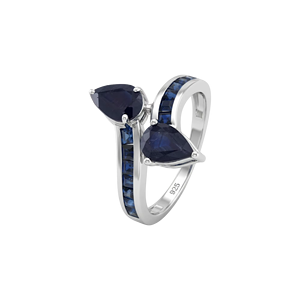 Bague en saphir bleu en argent sterling 92,5 KLSR-11834 - Product Image 1
