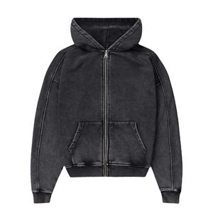 Sudaderas con capucha personalizadas con lavado ácido, serigrafía, estampado en relieve, bordado, efecto lavado, estilo urbano, sudaderas con capucha lisas con lavado mineral al por mayor para hombre - Product Image 1