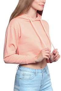 New Arrival <b>Women</b> Cropped <b>Hoodie</b> <b>Long</b> Sleeve Crop Top <b>Hoodie</b> Streetwear Outerwear Fashion Cropped <b>Hoodie</b> with raw hem - Product Image 2