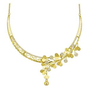 สร้อยคอทองเหลืองชุบทอง 14K 18K 24K แบบสั้น ประดับด้วยหิน AD ดีไซน์ลายดอกไม้แบบดั้งเดิม ชุดเครื่องประดับแฟชั่น AD ขายส่ง - Product Image 5
