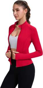 Vêtements de sport à manches longues en gros, design confortable, couleur unie, haut de yoga, veste zippée, vestes de sport pour femmes - Product Image 2