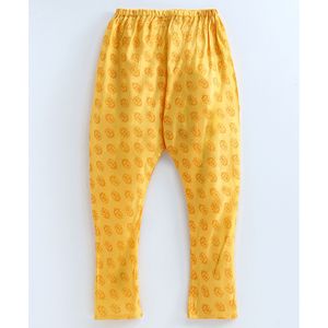 Boys' Yellow Full Sleeves All-Over Printed Polyester Kurta Pyjama Jacket XL Size Stretchable for <b>Saree</b> Lehenga Choli Choli Look - Product Image 4