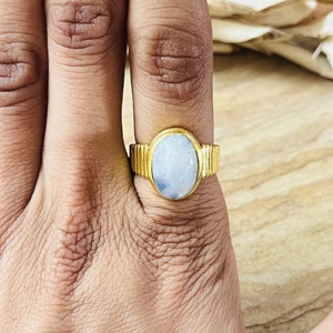 Trend Latest Design Moonstone <b>Rings</b> Tribal Brass <b>Ring</b> For Women 18k <b>Gold</b> Plated Geometric <b>Cocktail</b> <b>Ring</b> for Wholesale/OEM/ODM - Product Image 3