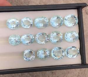 Lot de pierres précieuses d'aigue-marine naturelle, tons blanc et bleu, excellente taille, clarté impeccable, pierres brutes pour bijoux - Product Image 1