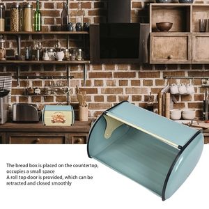 Caja de Pan Metálica Retro con Tapa Abatible, Contenedor de Almacenamiento de Alimentos para Cocina, Vitrina para Panadería - Product Image 5